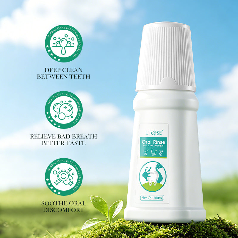 UROSE Herbal Oral Care Liquid Mouthwash With Botanical Herbs Fresh Breath Gentle Daily Oral Hygiene Care Rinse And Swish Daily Mint Flavor Formula 100ml