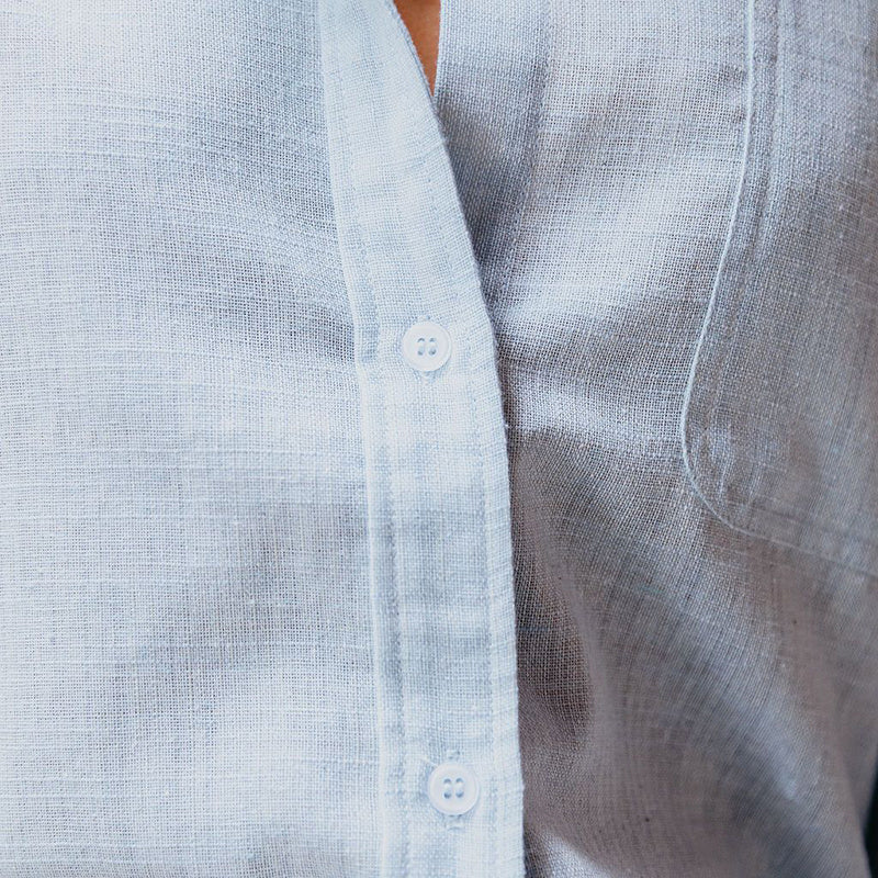 Camisa sencilla con botones delanteros, elegante top de manga larga