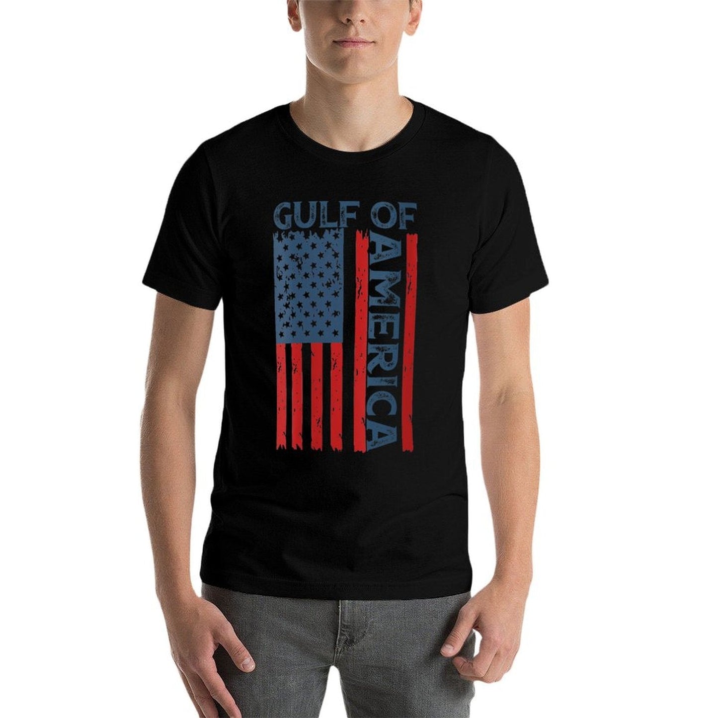 Womens America's Gulf - Gulf Of USA America Funny USA American Flag V-Neck Easy-care T-Shirt