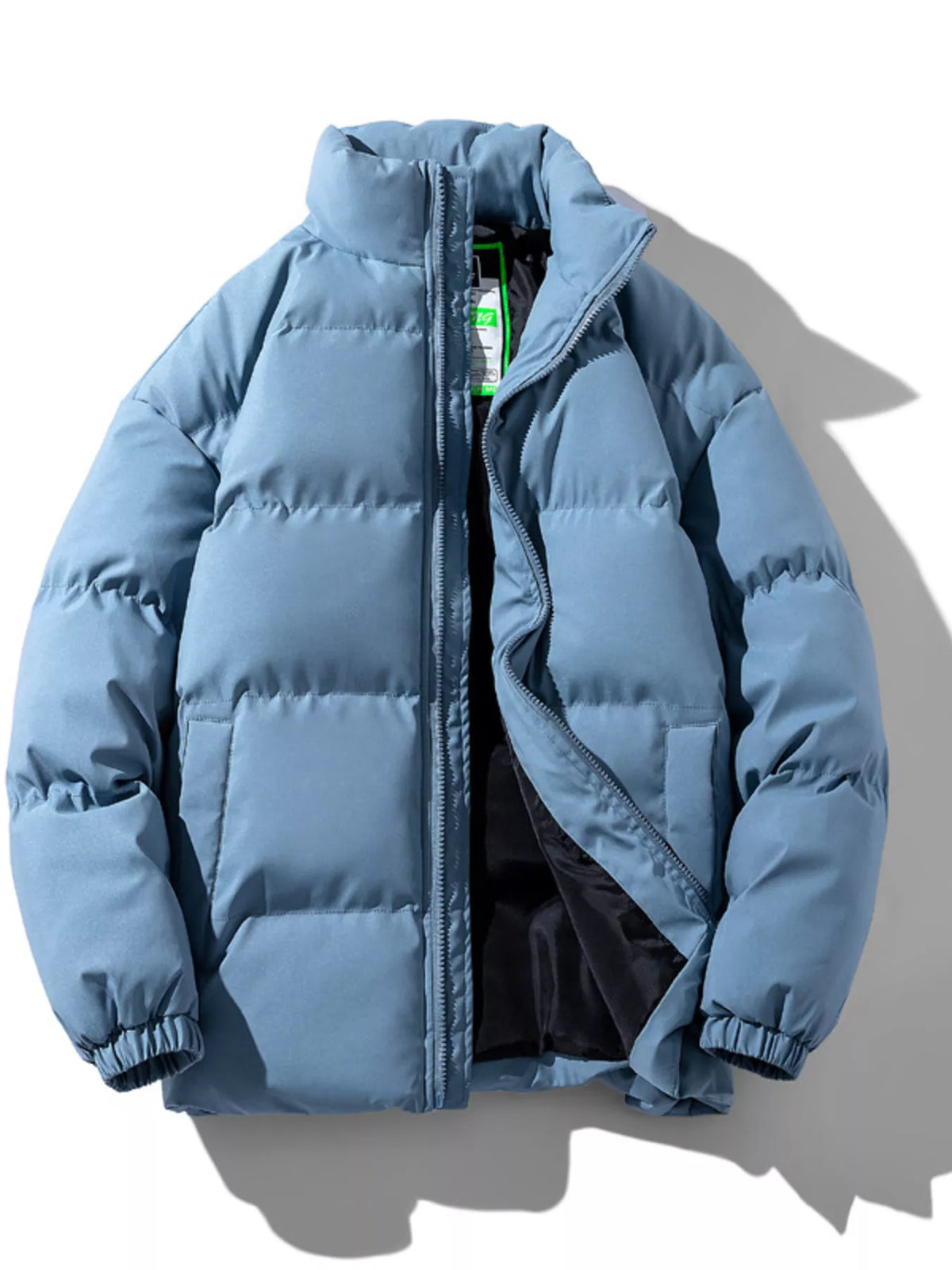 Men's Plus Size Zip Up Stand Collar Puffer Jacket