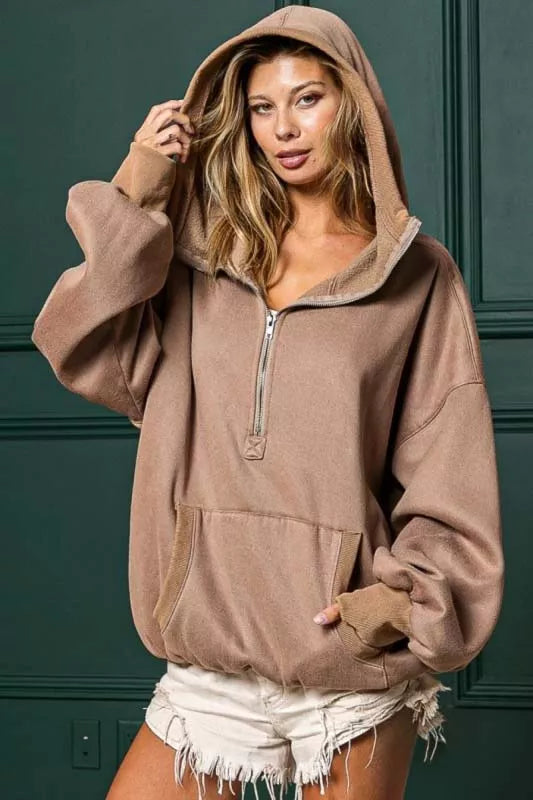 Sudadera polar con media cremallera y bajo elástico detallado BiBi Stitch