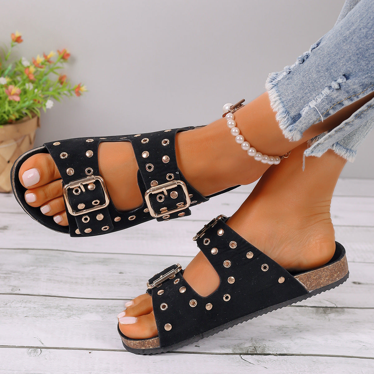 Women's Thick-soled Belt Buckle Slippers