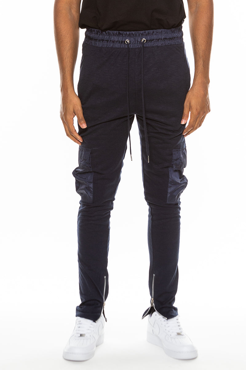 Pantalones deportivos de mezcla de algodón jaspeado