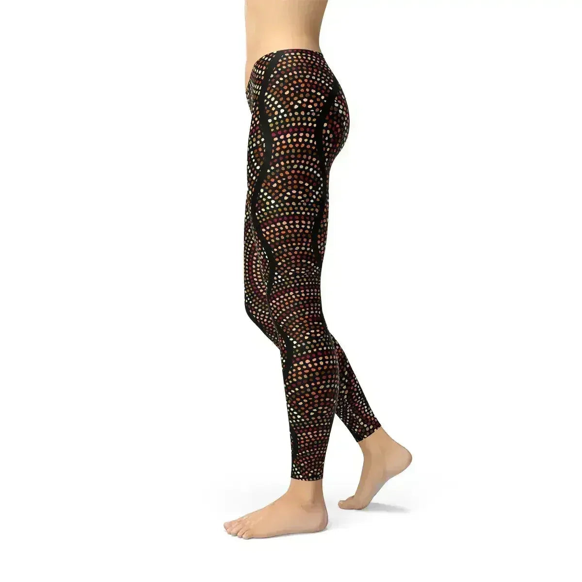 Womens Polka Dots Aboriginal Artwork Leggings (V2)