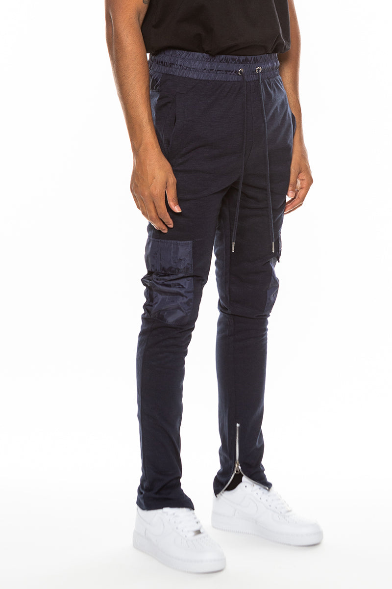 Pantalones deportivos de mezcla de algodón jaspeado