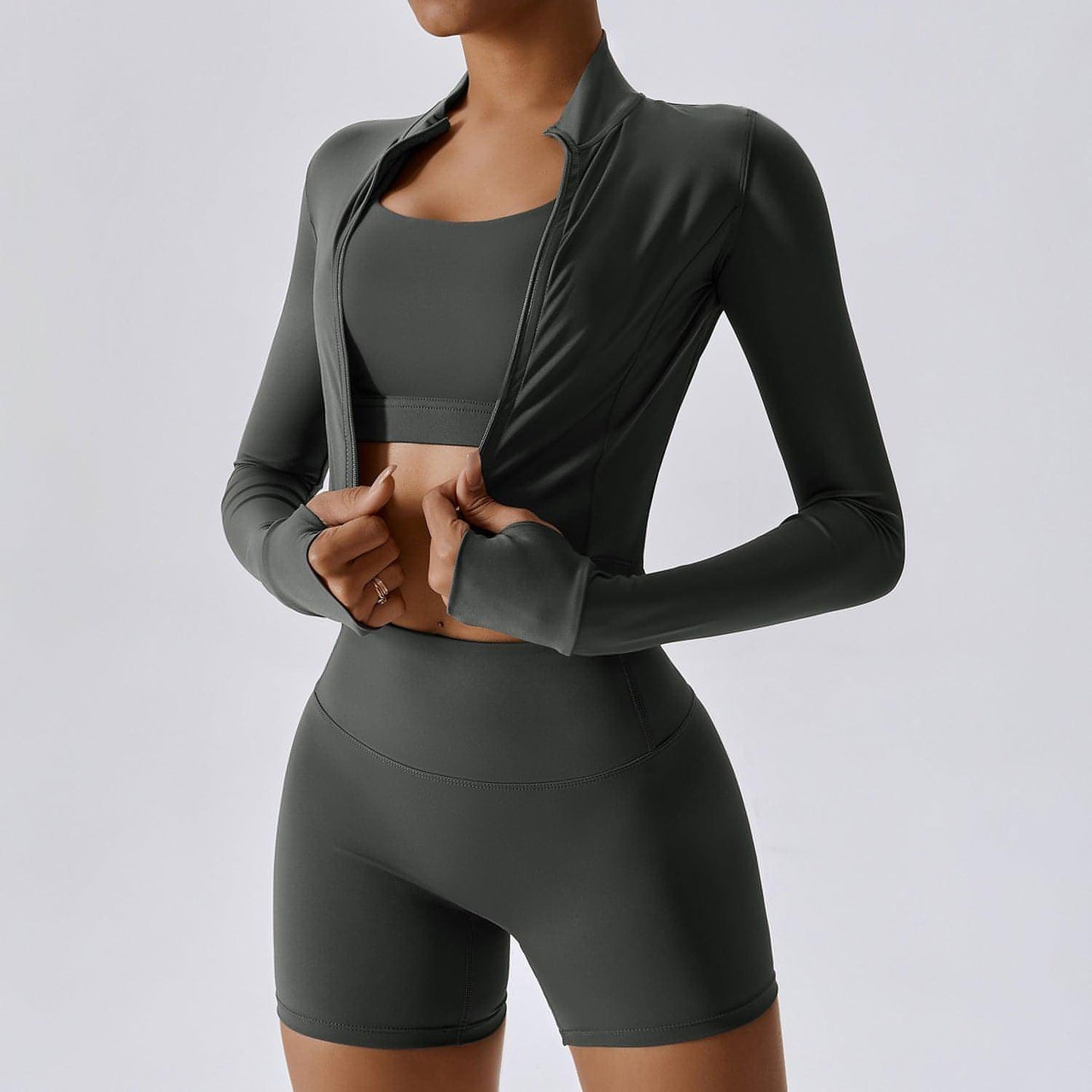 A1 Traje deportivo de yoga ajustado para exteriores con leggings de mujer efecto segunda piel