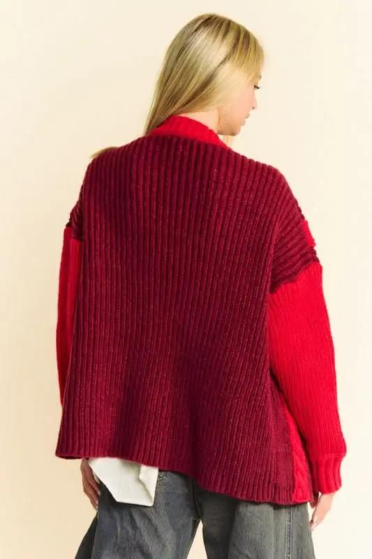 Sweaters Trendsi Cable-Knit Color Block Cardigan Women's Open Front Sweater - Soft & Stylish