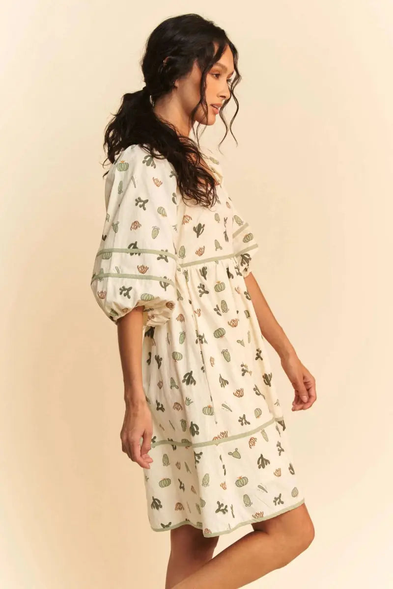 Dresses Trendsi Cactus Print Mini Dress Women's Casual Summer Dress Cute & Trendy