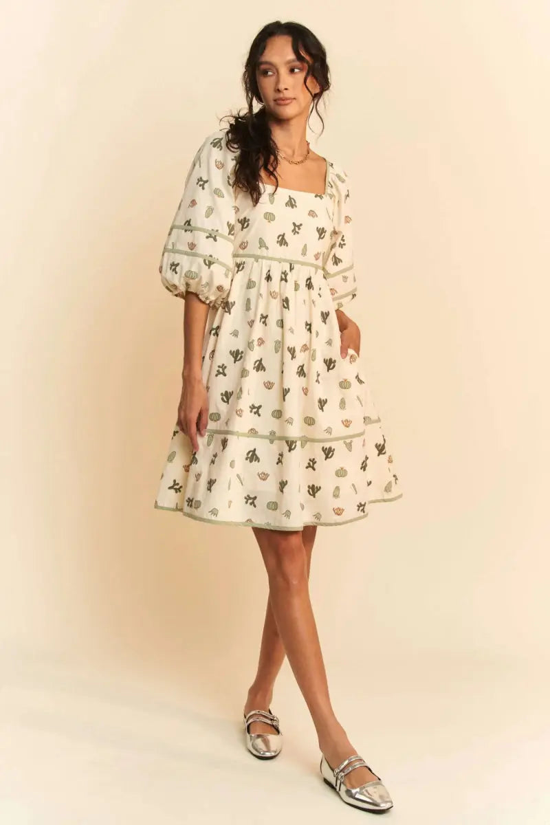 Dresses Trendsi Cactus Print Mini Dress Women's Casual Summer Dress Cute & Trendy