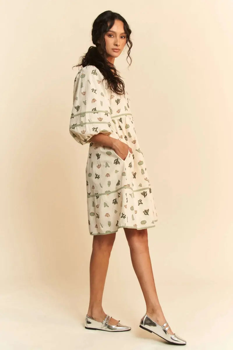 Dresses Trendsi Cactus Print Mini Dress Women's Casual Summer Dress Cute & Trendy