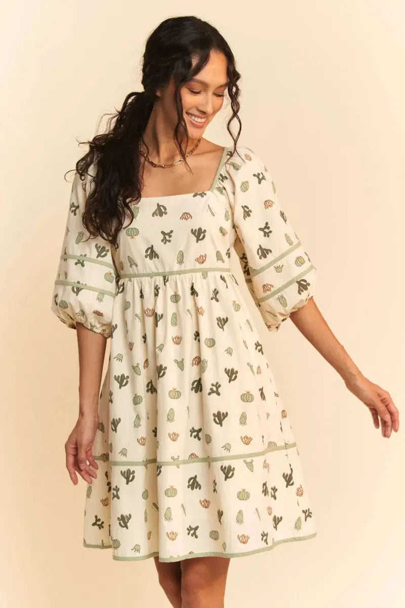 Dresses Trendsi Cactus Print Mini Dress Women's Casual Summer Dress Cute & Trendy