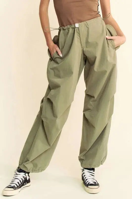 Trendsi Davi & Dani Pantalones Baggy Casuales con Cordón y Bolsillos para Mujer