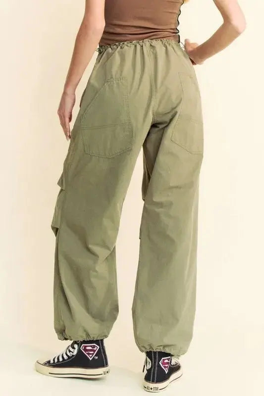 Trendsi Davi & Dani Baggy Pants Women's Casual Drawstring Trousers with Pockets