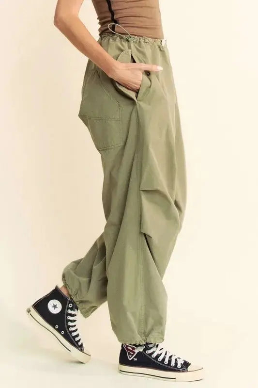 Trendsi Davi & Dani Baggy Pants Women's Casual Drawstring Trousers with Pockets