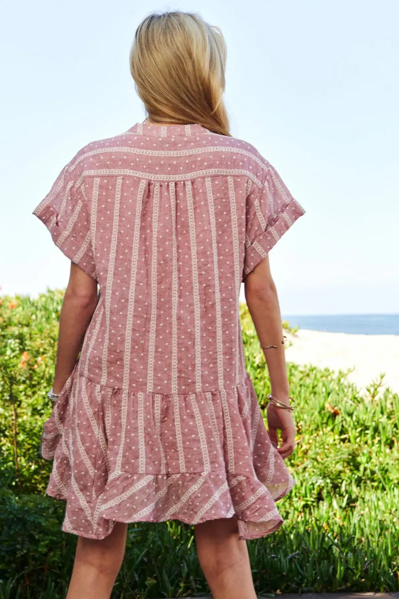 Dresses Trendsi V-Neck Mini Dress Women's Casual Ruffled Embroidery Summer Dress