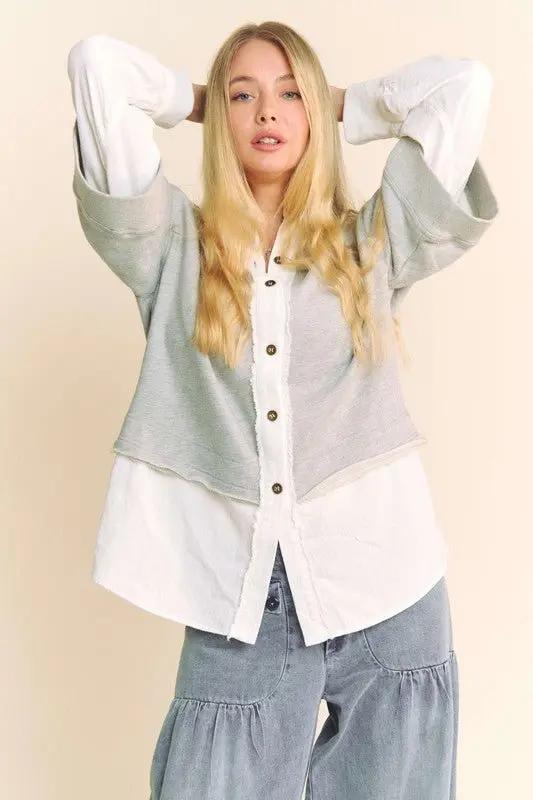 Accessories Trendsi Faux Layered Top Women's Casual French Terry Pullover Comfy Fit Shirt