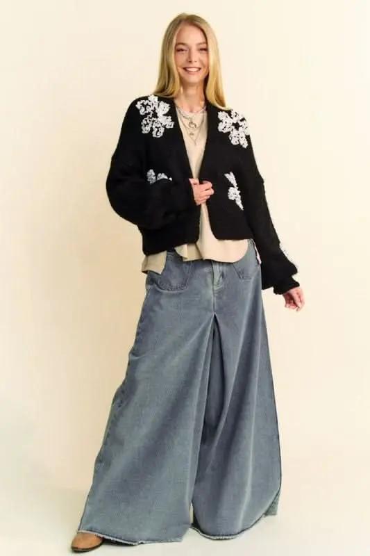 Cardigan - Floral Soft Lightweight Open Front - Everyday Layering