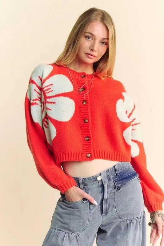 Sweaters Trendsi Cárdigan de flores para mujer, tejido para capas de otoño, suave y elegante