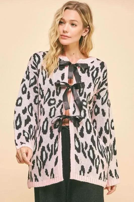 Suéteres Trendsi Cárdigan de leopardo para mujer, moda de otoño, suéter de punto abierto suave