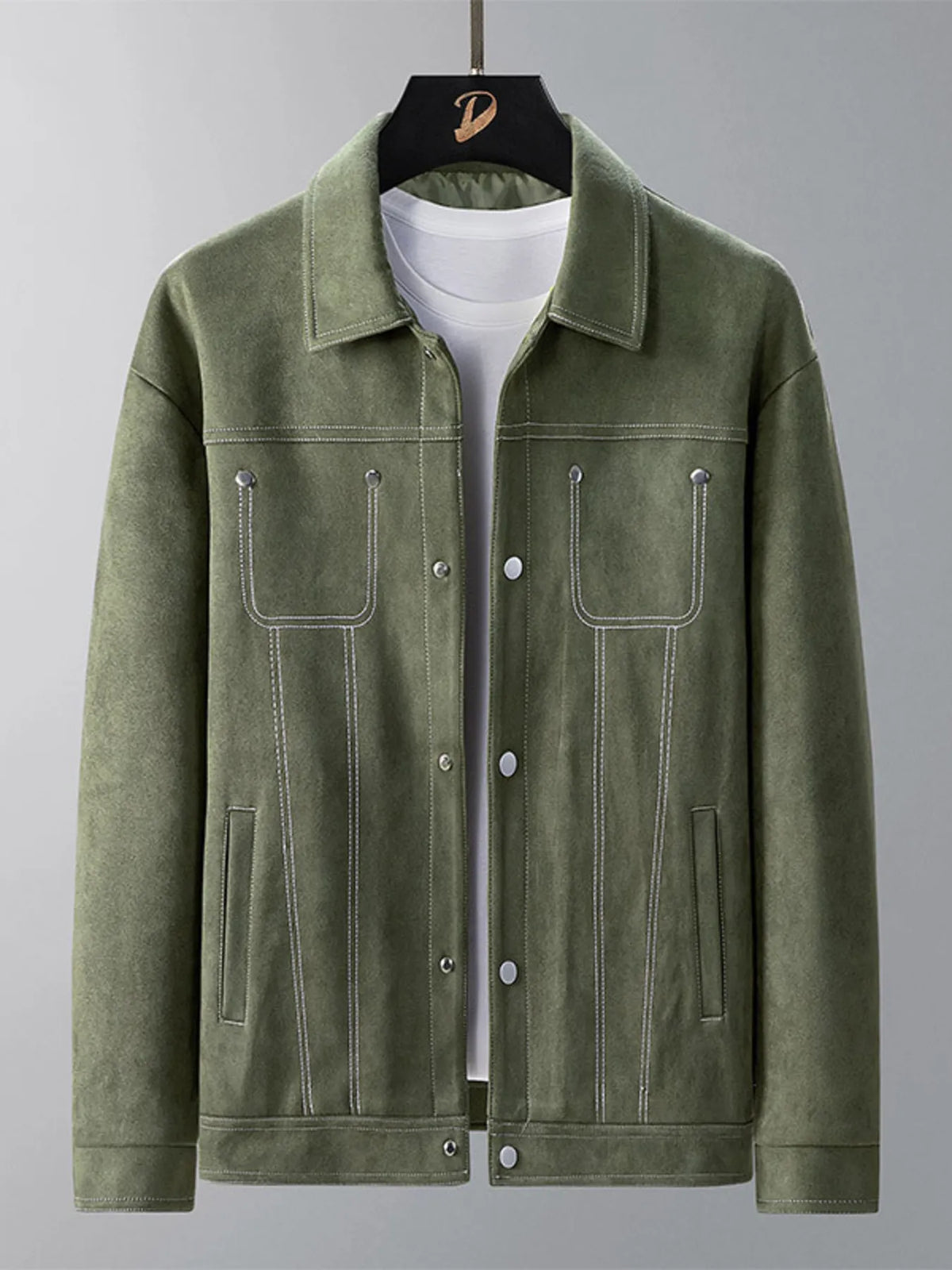 Men's Plus Size Snap Down Long Sleeve Jacket