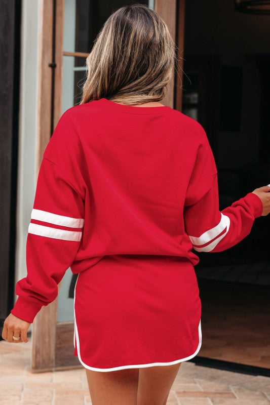 Conjunto de jersey y minifalda Varsity Stripe
