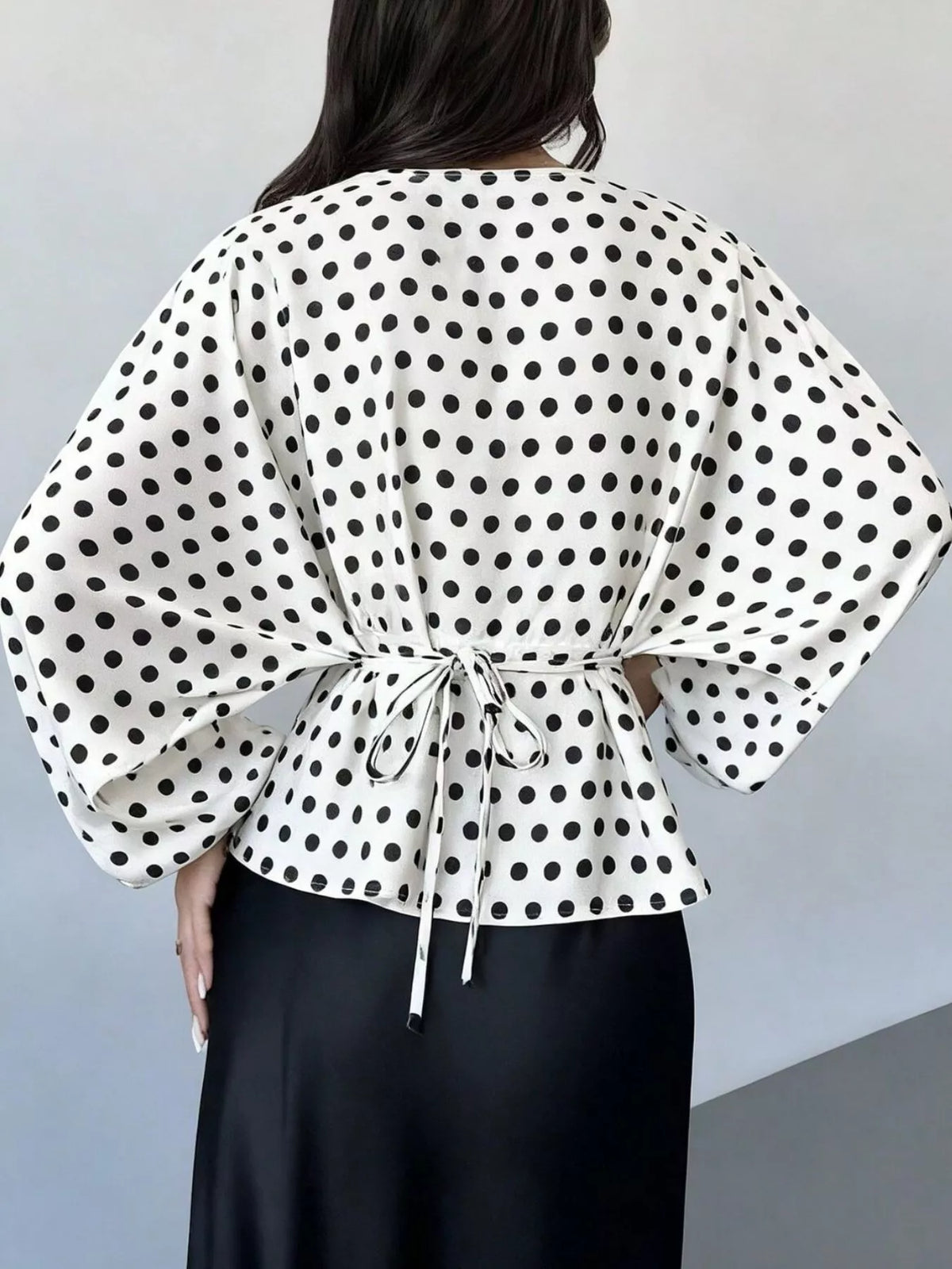 Polka Dot Round Neck Blouse