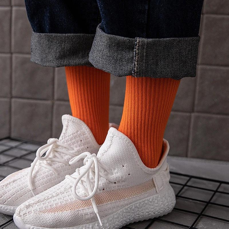 Men's Solid Color Sport Mid-calf Length Cotton Socks