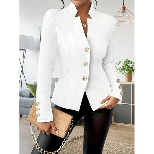 Blazers casuales de mujer, manga larga, para negocios, entallados, chaqueta con un solo botón