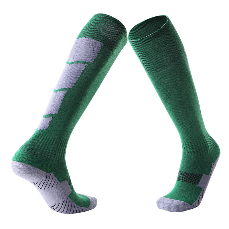 Men's Training Socks Thickeneded Towel Bottom Cushioning Comfortable Pvc Dispensing Non-Slip Socks Sweat-Absorbent Breathable Mid-Calf Football Socks