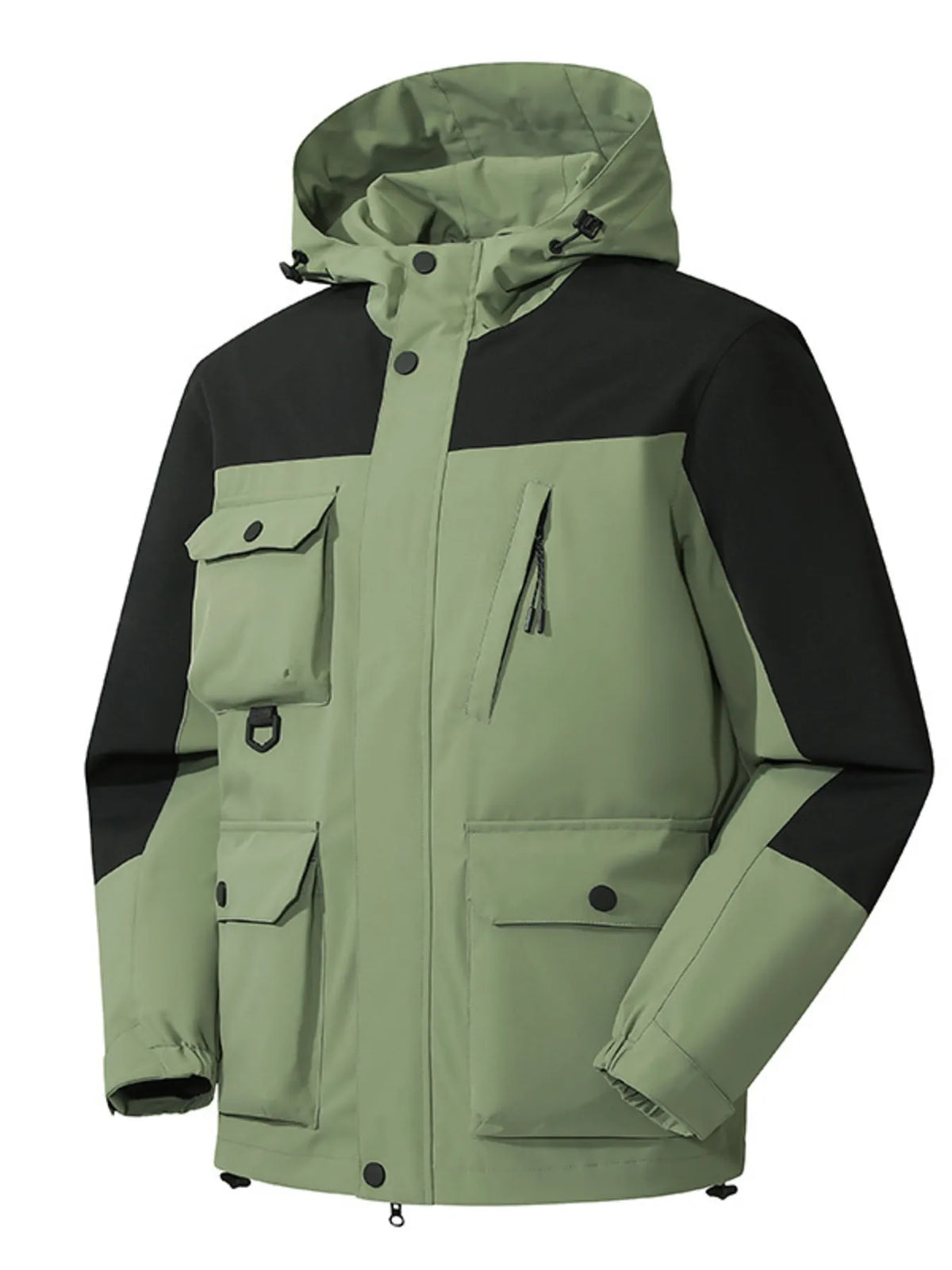 Men's Full Size Multi-Pocket Long Sleeve Hooded Jacket Plus Size