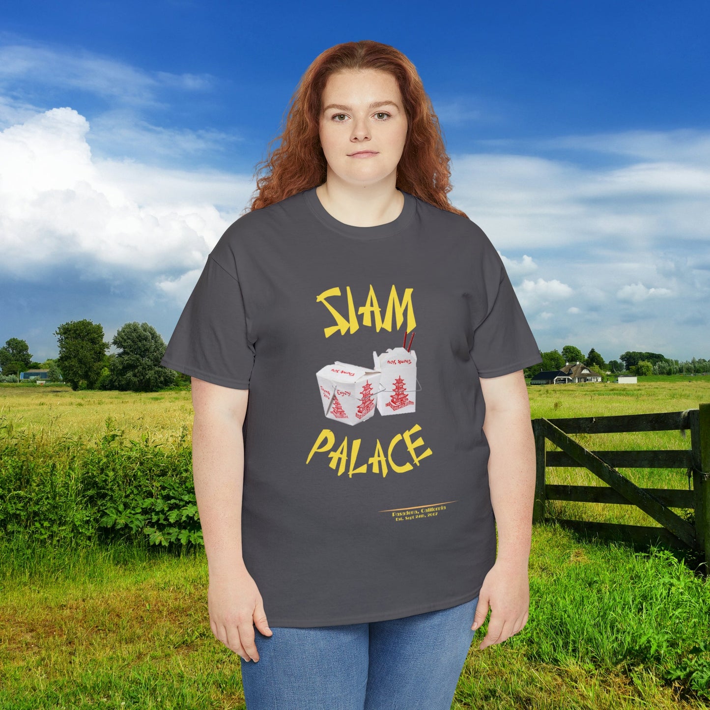"DirkyThreadz Siam Palace T-Shirt - Bold Takeout Graphic Design in Black Cotton"