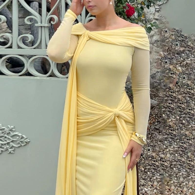 Women's Off-shoulder Slim-fit Lace Up Dress