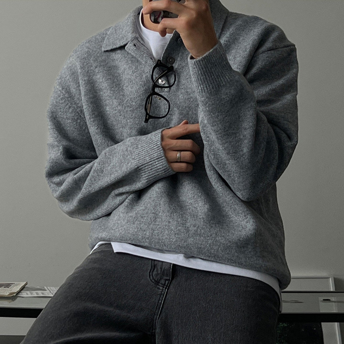 Loose-fitting Casual Long-sleeve Knit Sweater