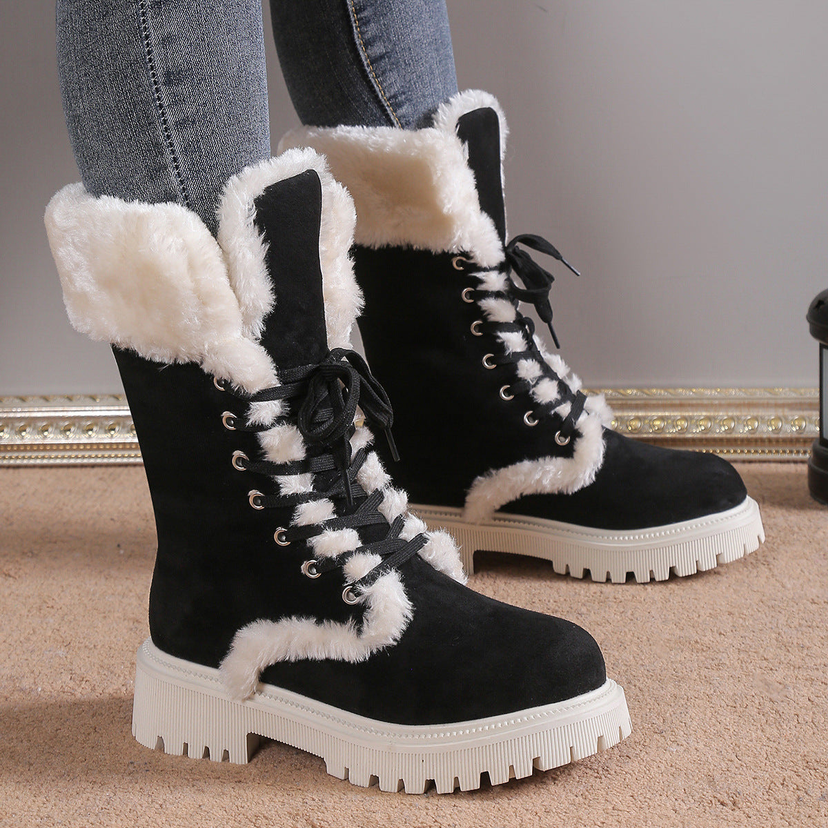 Women's Furry Warm Mid-Calf Snow Boots
