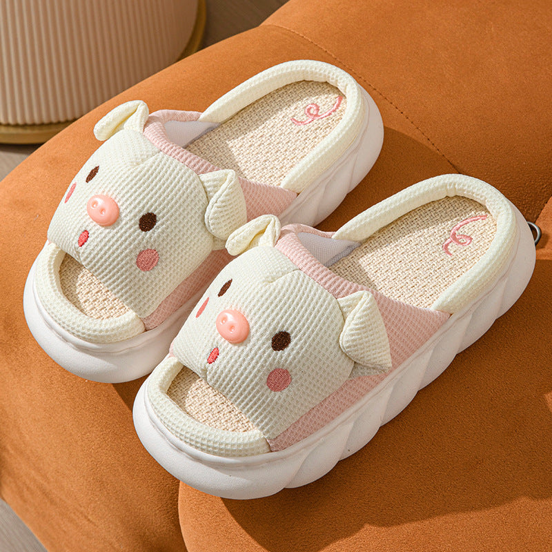 Cute Piggy Open-Toe Slippers