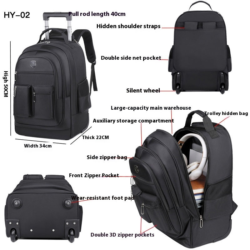 Unisex Trolley Backpack Ultra-light Trolley Bag Travel Bag