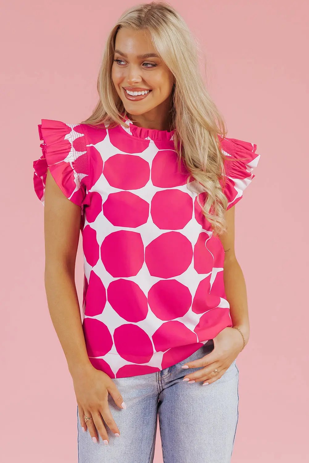 Women's Top - Frilled Flutter Sleeve - Summer Fashion