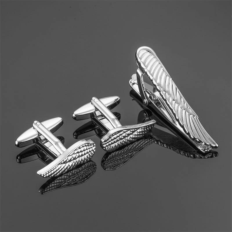 Gold Silver Black Square Brushed Tie Clip And Cufflinks