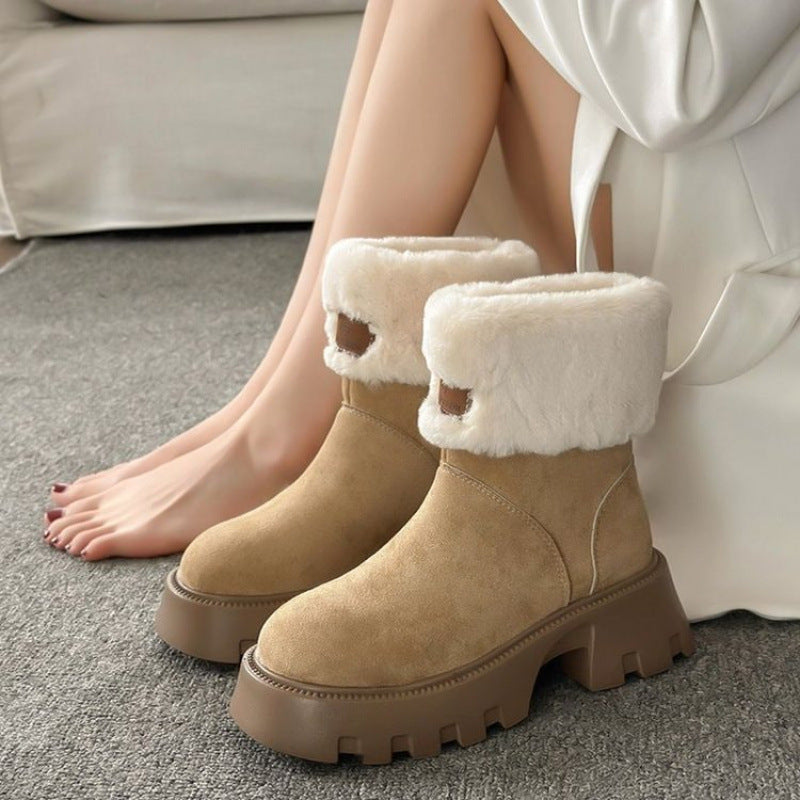 Women's Fleece-Lined Platform Cotton Shoes