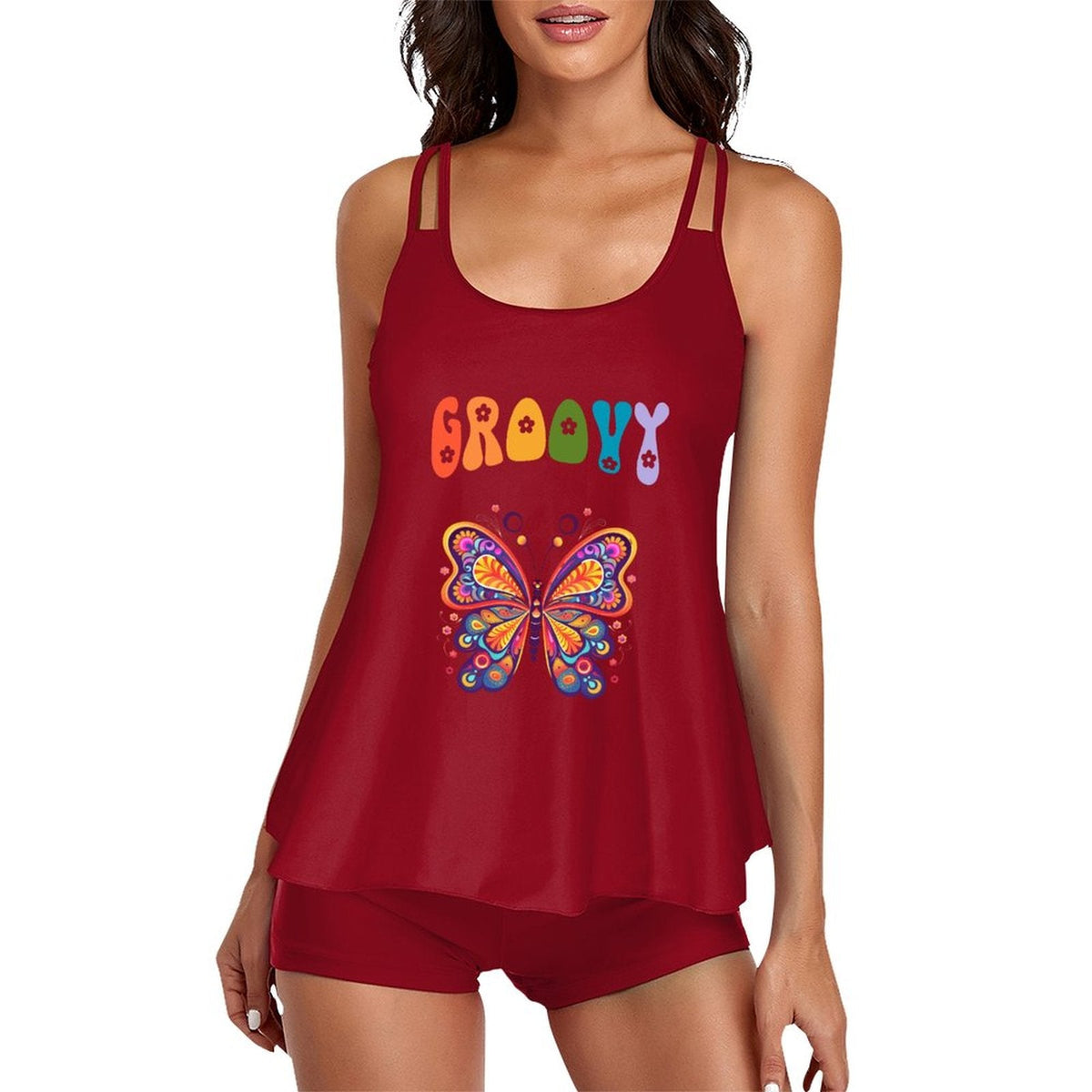 Groovy Butterfly Tankini Two-Piece Swimsuit for Women (Made in USA)