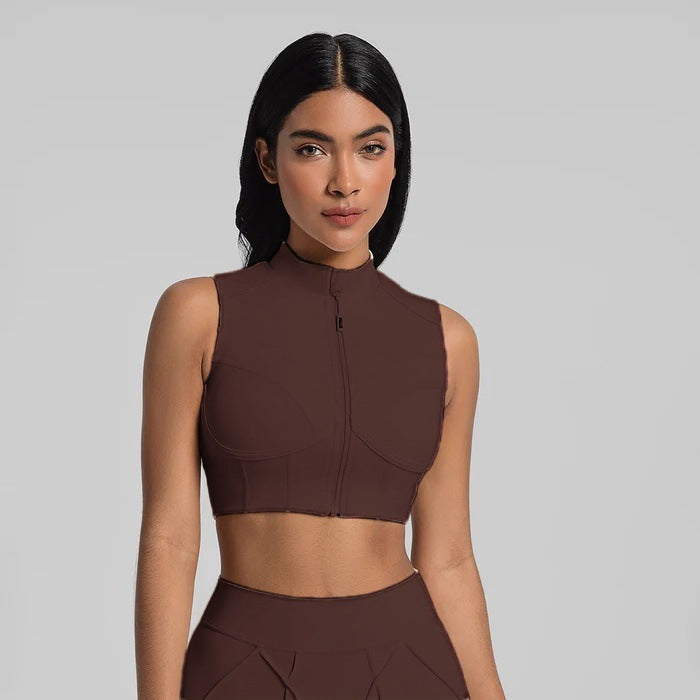 Zippered Removable Running And Yoga Bra For Outerwear Use