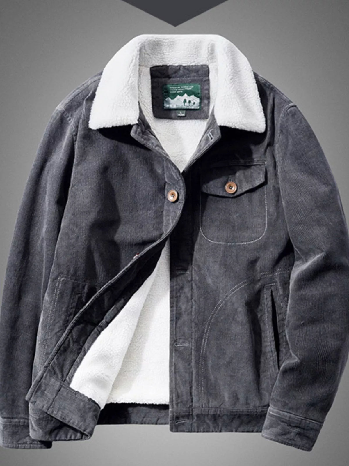 Men's Plus Size Sherpa Corduroy Button Up Jacket