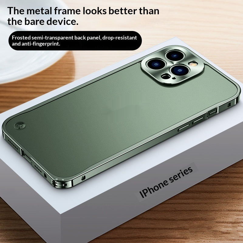 Magnetic Metal-frame Lens Case With Frosted Transparent Design And Seahorse Clasp For Phones