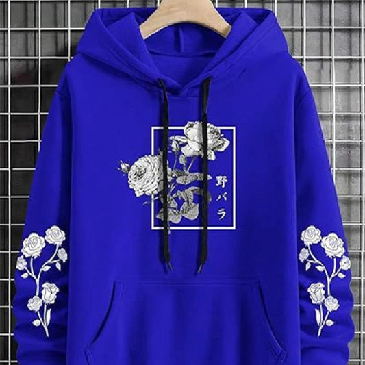 Sudadera informal con capucha y estampado de rosas para hombre
