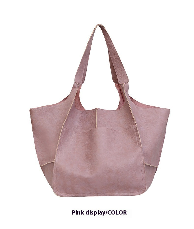 Women's Simple Soft Leather Large Capacity Handbag Travel Handbag