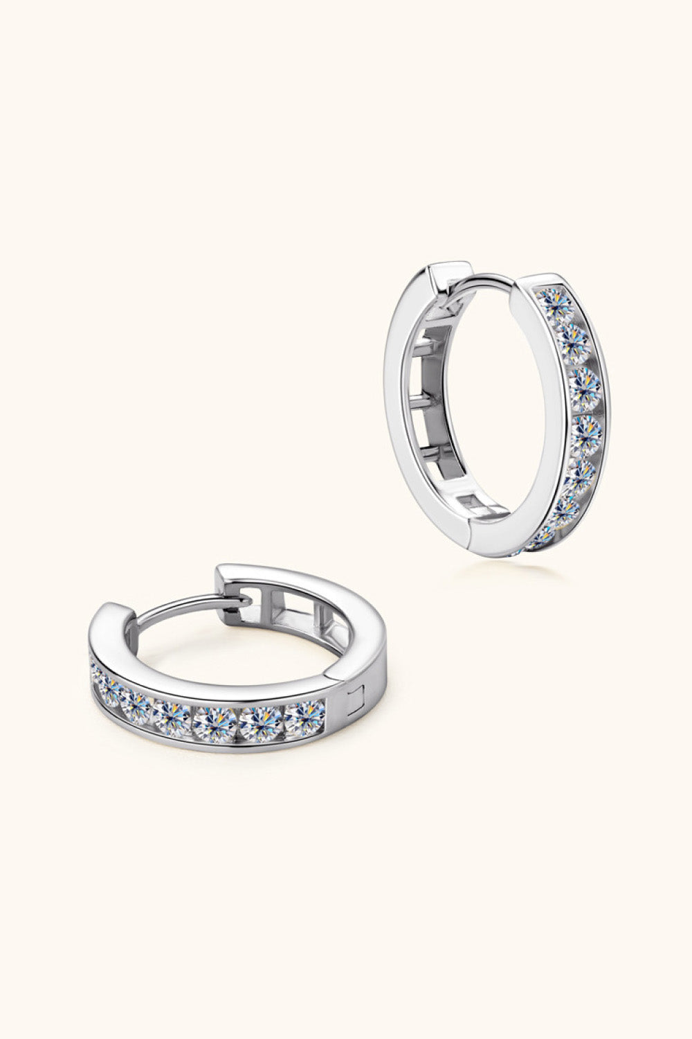 Pendientes de aro Moissanita de plata de ley 925