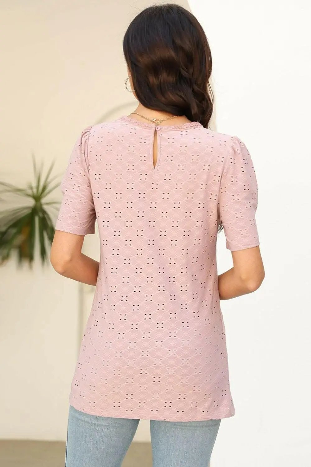 T-Shirts Trendsi just arrived - Elegant Eyelet T-Shirt - Comfort & Style