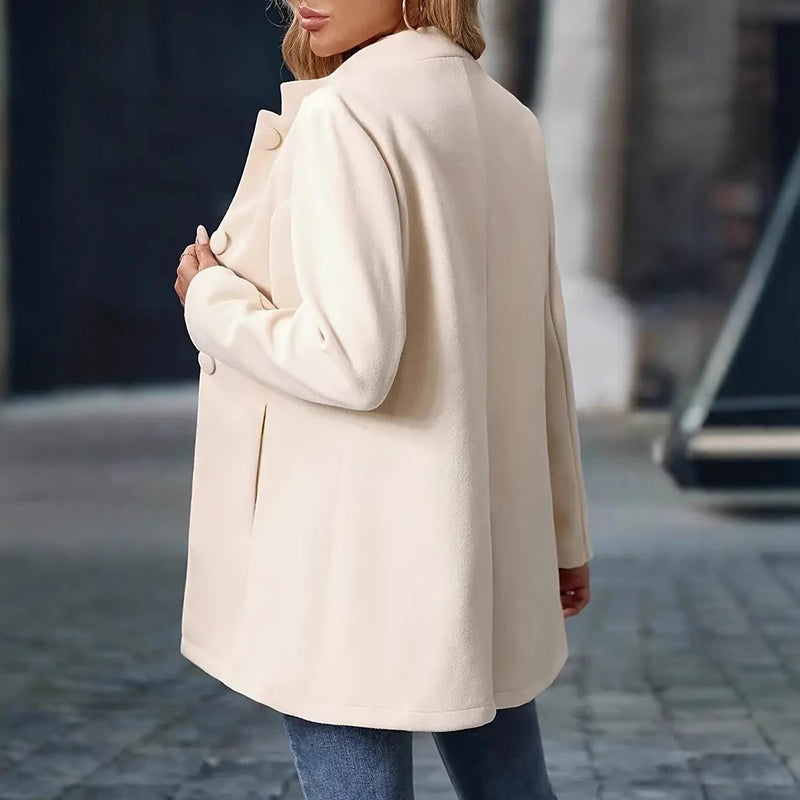 Abrigo largo de invierno elegante de un solo botón para mujer