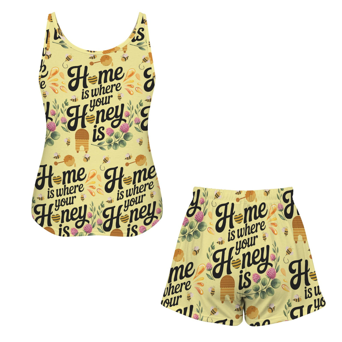 Honey Jar Women's 2-piece Tank Top Pajama Shorts Set (Made in USA)
