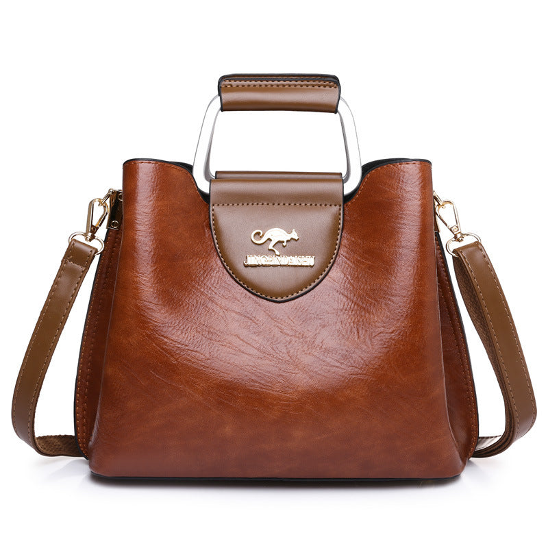 Large Capacity Soft Leather Shoulder Travel Bag